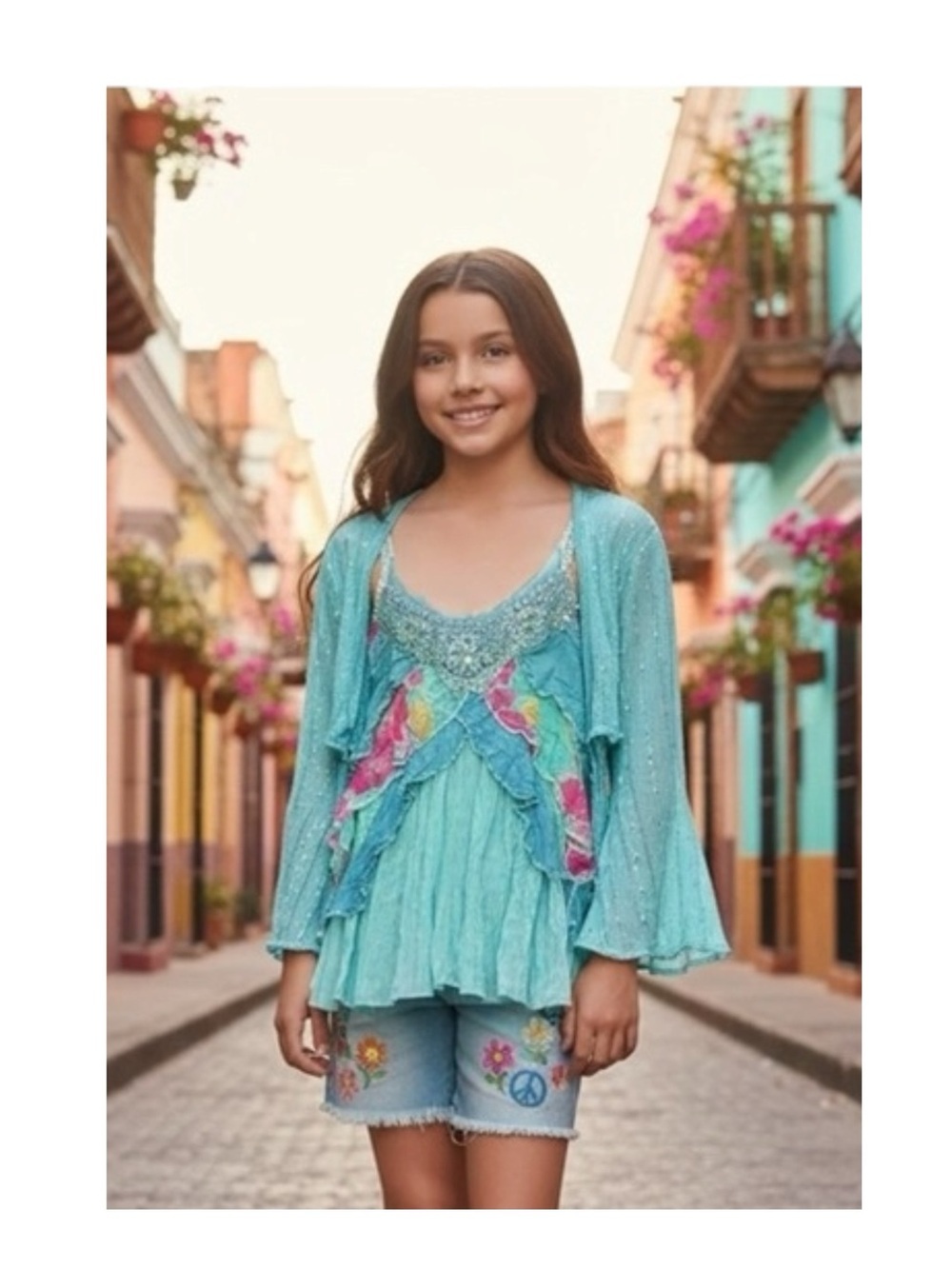Sara Sara ❤︎︎ Sequin Lace Mermaid Shrug Waterfall Tank Set ❤︎︎ Aquamarine ❤︎︎ 10
